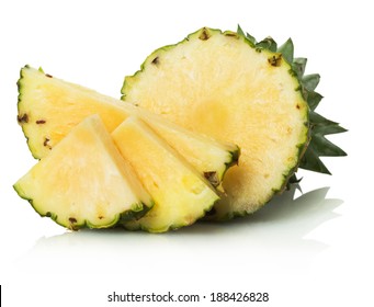 Pineapple Slices On The White Background