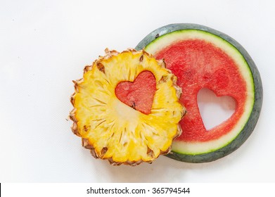 Pineapple And Watermelon Carved Heart