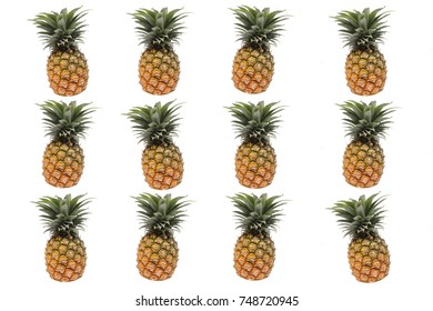 Pineapple with white isolate background best for tropical theme, cocktail, holidays, vacation and healthy juice