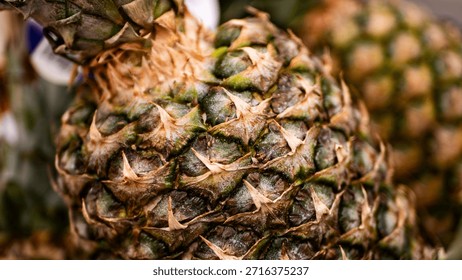 Pineapples in close-up. Pineapple peel, texture.