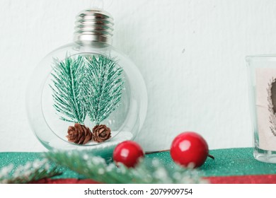 Pinecone In A Yule Esoteric Altar For A Pagan Celebration