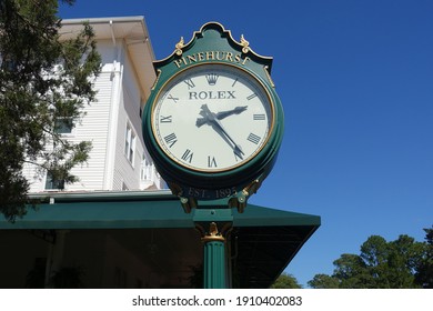 Pinehurst, NC - Oct 2020: Rolex Clock at the Carolina Hotel