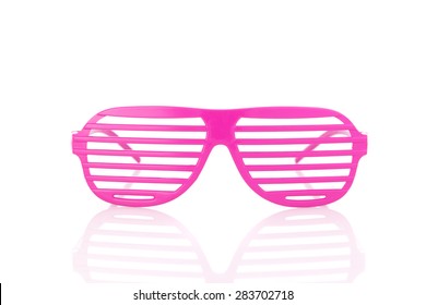 pink 80's slot glasses isolated on white background front view