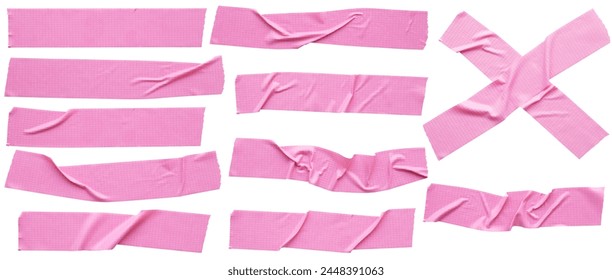 Pink adhesive sticky tapes set isolated on white background