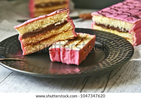 Pink Austrian punch cakes.