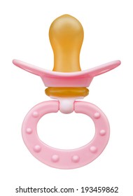 Pink Baby's Pacifier Isolated On White