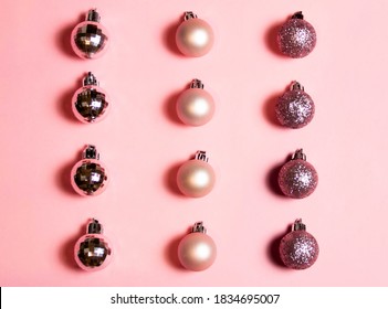 Pink Background Christmas Decorations Flay Lay