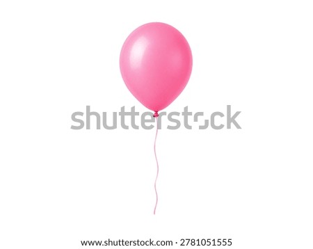 Pink balloon with string isolated on white background.