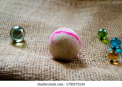 Pink Bath Bomb On Burlap