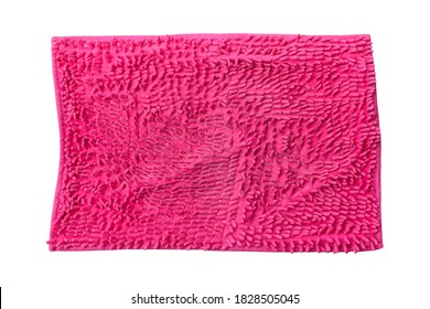 Pink Bath Mat Isolated On White Background.