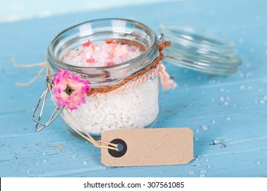 Pink Bath Salts In A Glass Jar