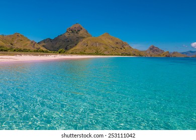 Pink Beach In Komodo Dragon National Park In Indonesia