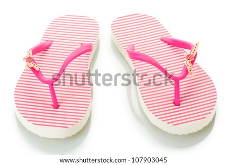 pink beach shoes isolated on white