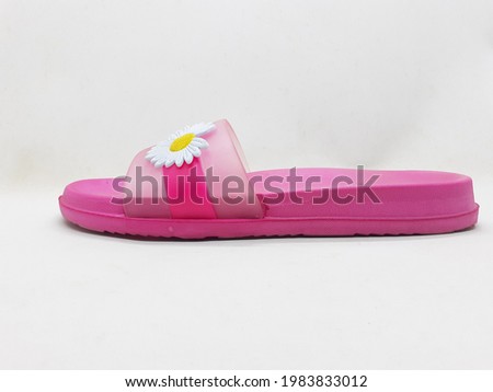 Pink Beautiful Cute Rubber Woman Sandals in White Isolated Background