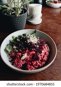 Pink Beetroot  Millet Salad Served On Wooden Table Healthy Food Top Down View Adorable Beautiful View Appetizing Food