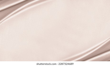 Pink beige cream silk satin. Draped fabric. Light pale brown luxury elegant background with space for design. Flat lay, top view table. Template. Soft folds. Sepia toned. Vintage retro style. Stock fotografie