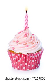 Pink Birthday Cupcake