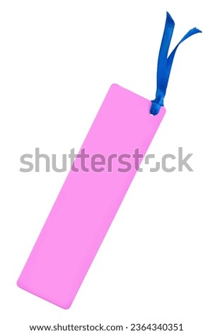 Pink blank paper bookmark isolated on white background