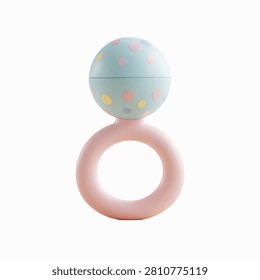 Pink and blue 3d soap bubble with colorful hearts floating inside