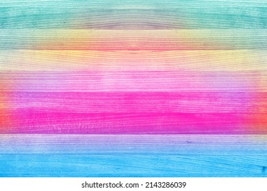 Pink blue color paint wood background for happy birthday party invite, princess little girl rainbow watercolor, summer Caribbean sun pool pattern, girly unicorn pony kid texture or children mermaid  - Shutterstock ID 2143286039