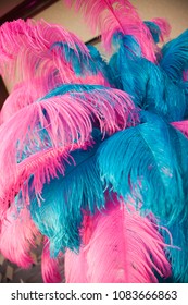 Pink And Blue Feather Centerpiece