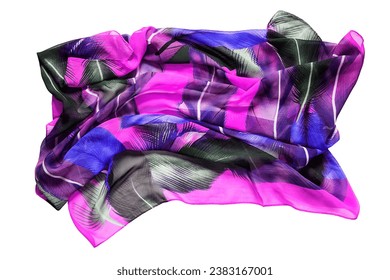 Pink and blue folded silk kerchief isolated over white - Shutterstock ID 2383167001