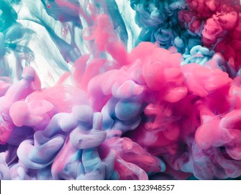 Pink and blue ink splash