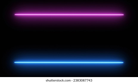 Pink and blue neon lines on black background