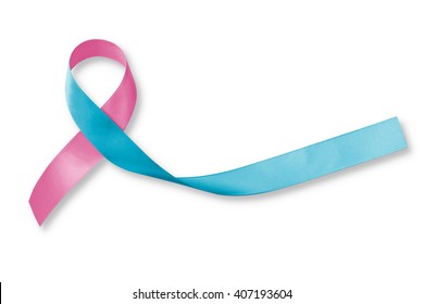 Pink blue ribbon awareness isolated on white background Clipping path for SID Birth defect illness, Sudden Infant Death Syndrome, infertility pregnancy Loss, and Prenatal Infection Prevention