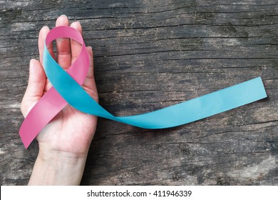 Pink blue ribbon awareness (isolated with clipping path) bow color for newborn birth defect, Sudden Infant Death Syndrome (SIDS), infertility pregnancy Loss, and Prenatal Infection Prevention