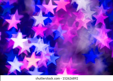 Pink And Blue Stars Bokeh As Background