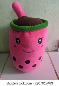 A Pink Boba Drink Doll