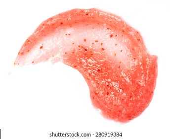 Pink body scrub isolated on white background