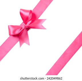 Pink Bow Isolated On White