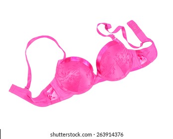 Pink bra isolated on white background
