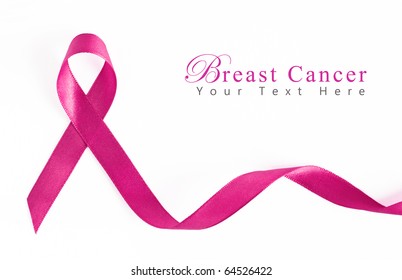 Pink Breast Cancer Ribbon With Copy Space