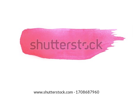 Pink brush mark on white background, isolated. Graphic resource, blank, background for design, abstract space for text