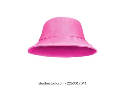 pink bucket hat isolated on white background