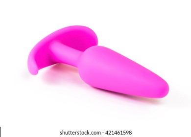 Pink Butt Anal Plug Sex Toy On White Background 