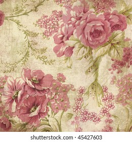 Pink Cabbage Rose Fabric Pattern