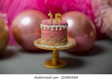 PINK CAKE OF FIFTEEN YEARS