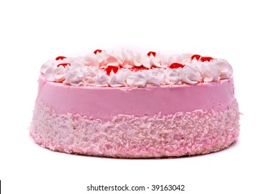 Pink Cake Isolated On White Background