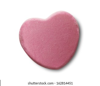 Pink Candy Valentines Heart Isolated On White Background.