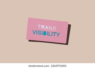 a pink cardboard sign with the text trans visibility on a pale pink background
