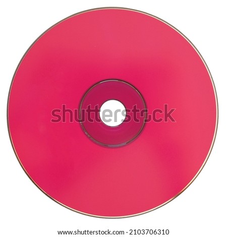 pink CD compact disc for music and data recording isolated over white background