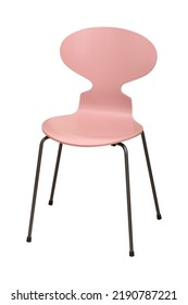 Pink Chair Isolated On White Background. Mid Century Furniture. Home Decoration. Scandinavian Design. Product Design. Home Decor. Danish Design. Simplicity. Colourful Objects. Minimalist Objects.