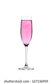 Pink Champagne Glass On A White Background