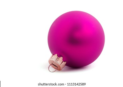 Pink christmas ball isolated on a white