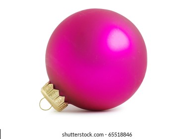 Pink christmas ball isolated on white background