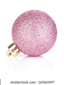 Pink christmas bauble. Isolated on white background